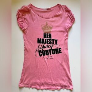 Juicy Couture Her Magesty Pink Puffy Sleeve Tee T Shirt M
